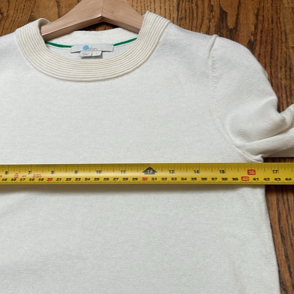 Boden sz S Ivory Sweater 70% cotton, 30% wool,  ribbed pattern neckline, sleeves - Picture 5 of 6